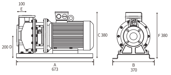 ZS系列不锈钢卧式单级离心泵结构尺寸图